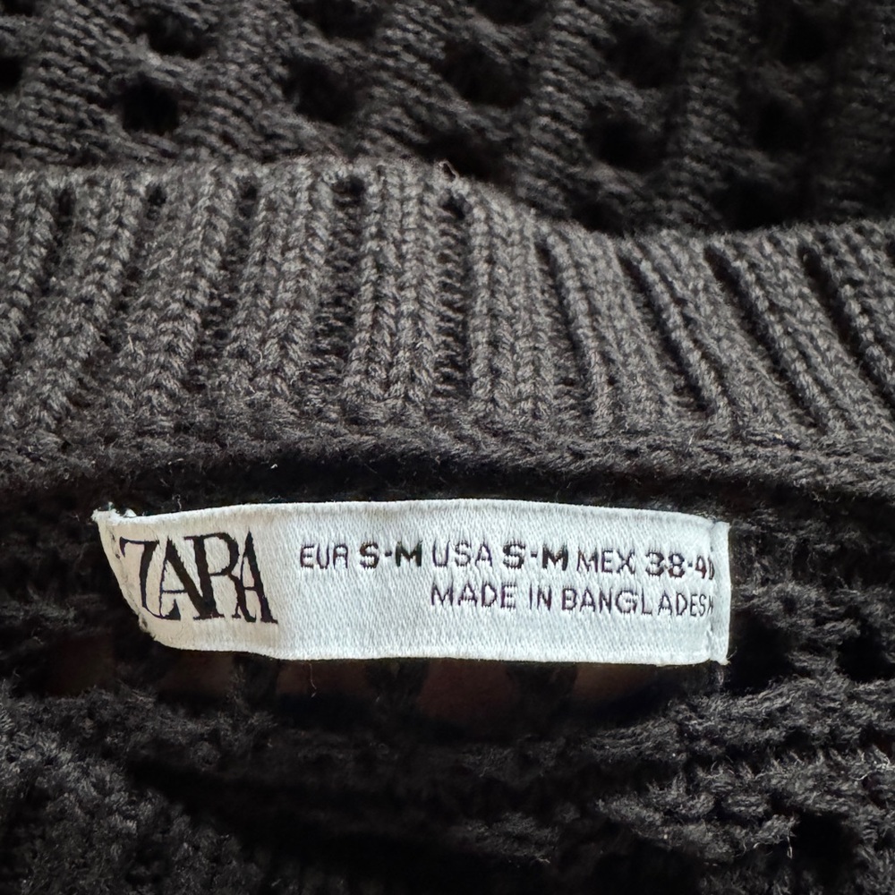 Zara Black Woven Mesh Sweater - Picture 3 of 3